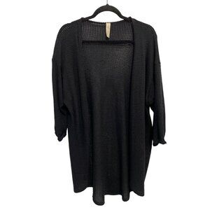 Allison Joy Cardigan Size Small Sweater Open Weave Waffle Knit Open Front Cozy